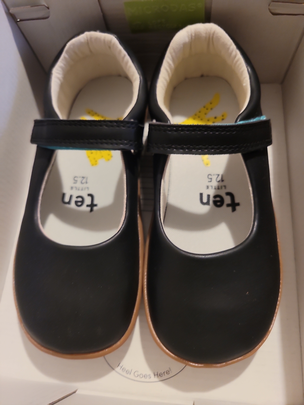 Ten Little Girls' Black Mary Jane Dress Shoes with Velcro Strap Sz 12.5